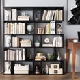 thumbnail image 2 of Topbuy 2pcs 5-Tier Geometric Bookshelf Wooden Decorative Display Shelf w/Large Capacity Freestanding S-shaped Bookcase Black, 2 of 6