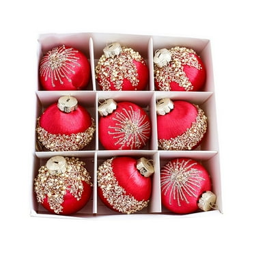 Christmas Ornaments Set, 9ct Red Silver and Gold Shatterproof Christmas Tree Decorations Ball Ornaments Bulk, 3.15 Inches Luxury Hanging Ornaments for Xmas Trees Holiday Decor