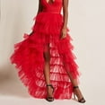 thumbnail image 2 of Women Dress Red Tutu Dress High Low Tulle Midi Skirt Fluffy Skirts Princess Tutu, 2 of 8
