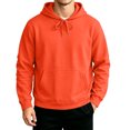 thumbnail image 2 of Men's Solid Color Pullover Hoodie, Drawstring Long Sleeve Loose Fit Casual Daily Fall Sweatshirt with Front Pocket Saffron 2XL, 2 of 5