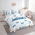thumbnail image 2 of Castle Fairy Watercolor Train Twin Bedding Sets 7-Piece for Teens,Stripe Cloud Art Bedding Comforter Set for Bedroom,Light Blue White, 2 of 7