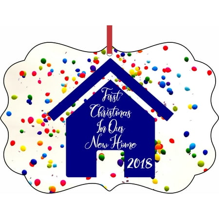 Elegant Christmas Decor Ornament New Home First Christmas In Our New Home 2018 Balloons Design Elegant Aluminum SemiGloss Christmas Ornament Tree Decoration - Unique Modern Novelty Tree Décor Favors ()