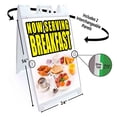 thumbnail image 2 of Now Serving Breakfast (24" X 36") Deluxe A-Frame Signicade, Includes 2 Removable Panels & Stand, 2 of 4