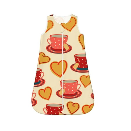 

Cauagu Cups of Tea for Infant Wearable Blanket Unisex Girl Boy Swaddle Transition Sack - Newborn Essentials Sleep Clothes-Small