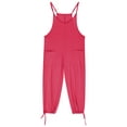 thumbnail image 3 of ZACPNCV Girls Casual Jumpsuits Spaghetti Strap Sleeveless Loose Romper Long Pants with Pockets Kids Clothes Hot Pink 5-6 Years, 3 of 8