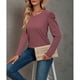 thumbnail image 5 of Blusa con mangas abullonadas, camisas con mangas abullonadas para mujer, camisas de punto gofre, camisas de cuello redondo, confiabilidad excepcional, 5 of 9