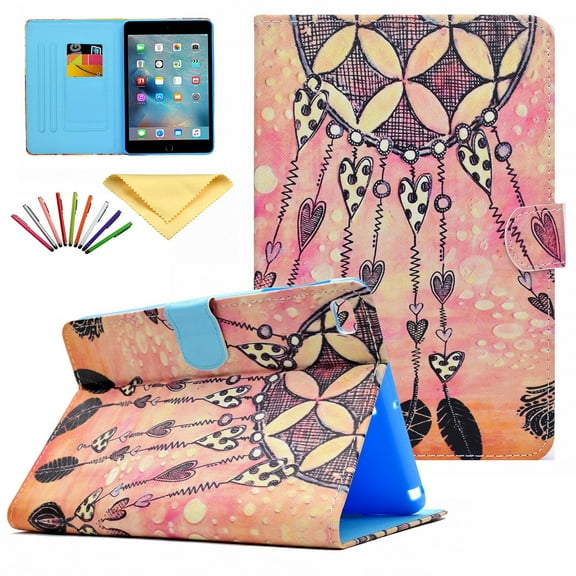 iPad Mini Case, iPad Mini 1 2 3 4 Case, Allytech PU Leather Flip Wallet Case with Auto Sleep/Wake Feature Smart Folio Stand Cover for Apple iPad Mini 1/ Mini 2/ Mini 3/ Mini 4, Love Dream Catcher