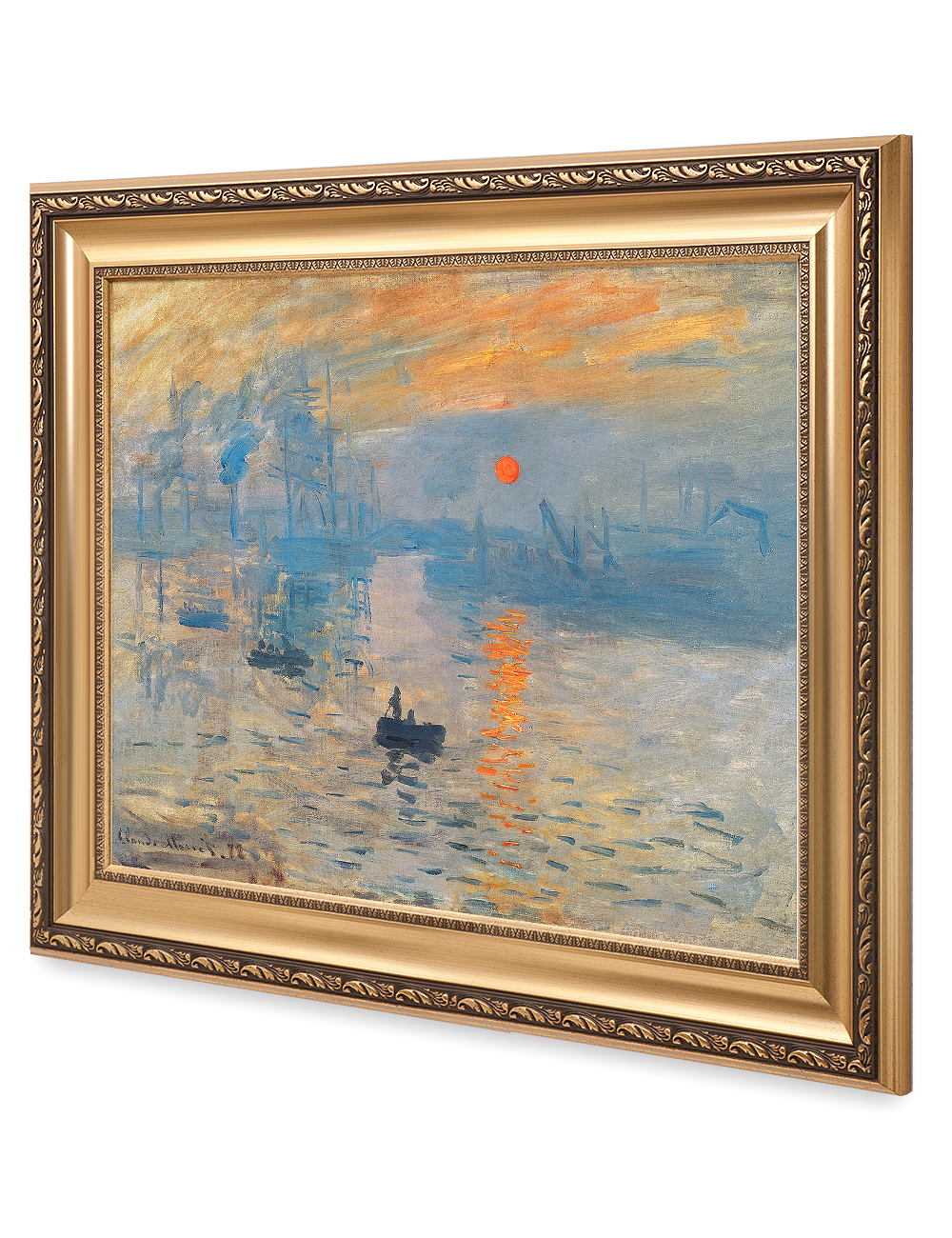 DECORARTS Impression Sunrise by Claude Monet. Classic Art Reproduction, Giclee  Print on Canvas. Ready to Hang Framed Wall Art for Home and Office Decor.  Total Size w/ Frame: 30x26