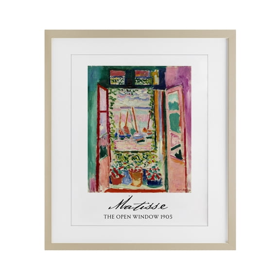 The Open Window Matisse Birch Framed Print Under Glass, design by Vintage Hustle