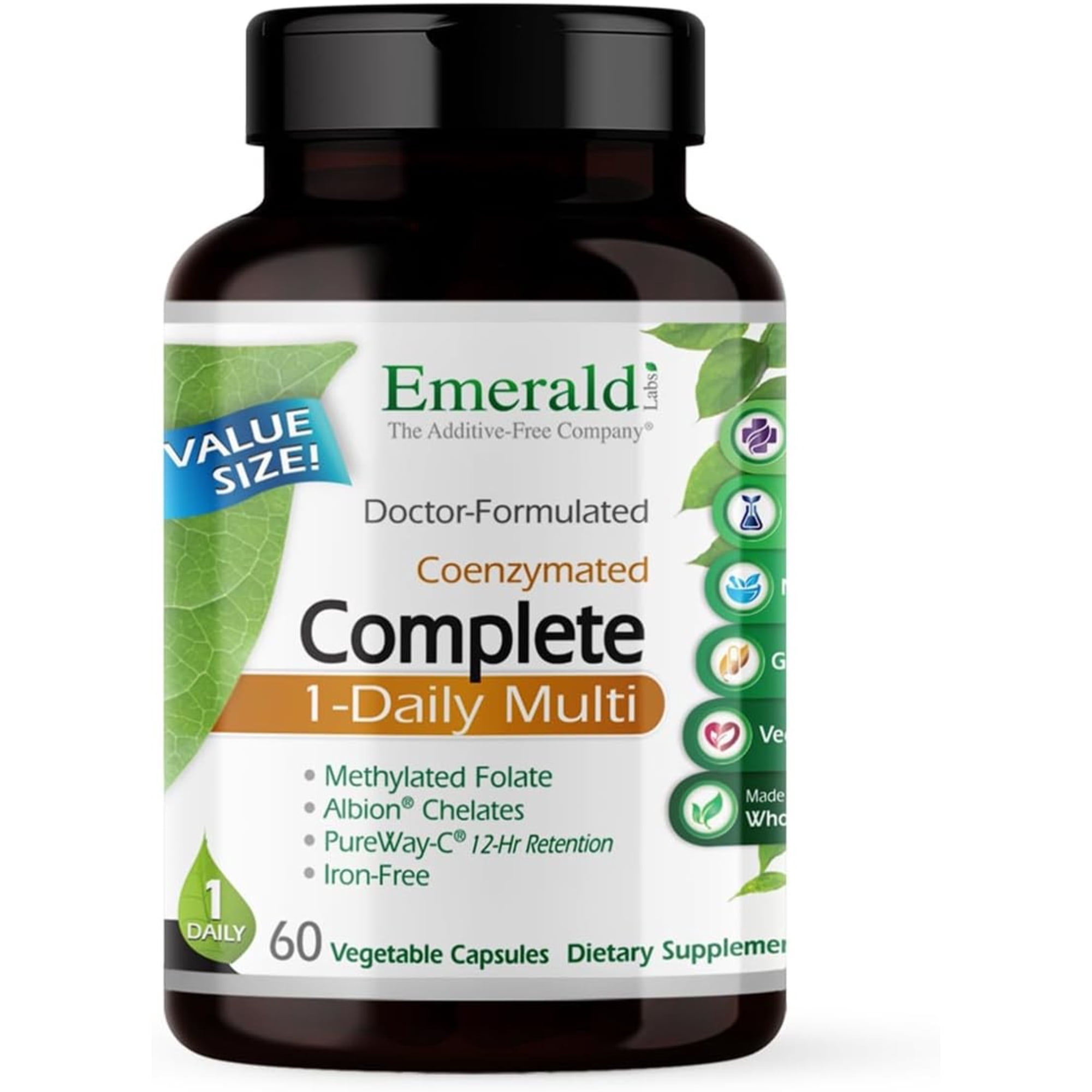 Emerald Labs Complete 1-Daily Multi - Multivitamin with Vitamins and Mineral to Support Heart, Bones, and Immune System - 60 Vegetable Capsules