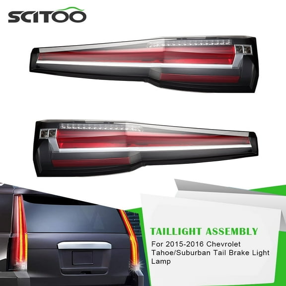SCITOO Tail Light Assembly Fits For For Chevrolet Suburban 2015-2020,For Chevrolet Tahoe 2015-2018 Tail lamp In Black Housing Red/Clear Lens