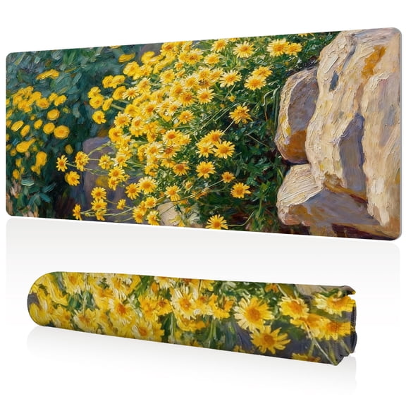 LIVEKEY Mouse Pad Ultra Large 80x40x0.3cm Full Desk Coverage Camellia Thousand Strokes Art with Stitched Edges Durable Easy Clean Non Slip for Gaming and Office