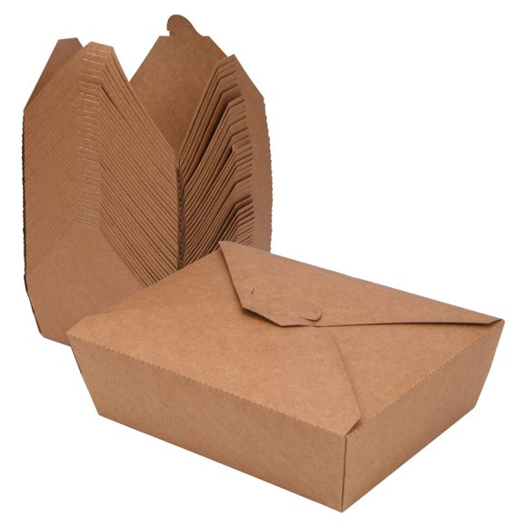 38 Oz Take Out Food Containers (50 Pack) Disposable Kraft Paper Food Container Takeout Box Microwaveble