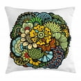 thumbnail image 1 of Abstract Throw Pillow Cushion Cover, Aquatic Elements Coral Riffle Inspired Floral Figures and Colorful Peacock Tail, Decorative Square Accent Pillow Case, 24" X 24", Multicolor, by Ambesonne, 1 of 2