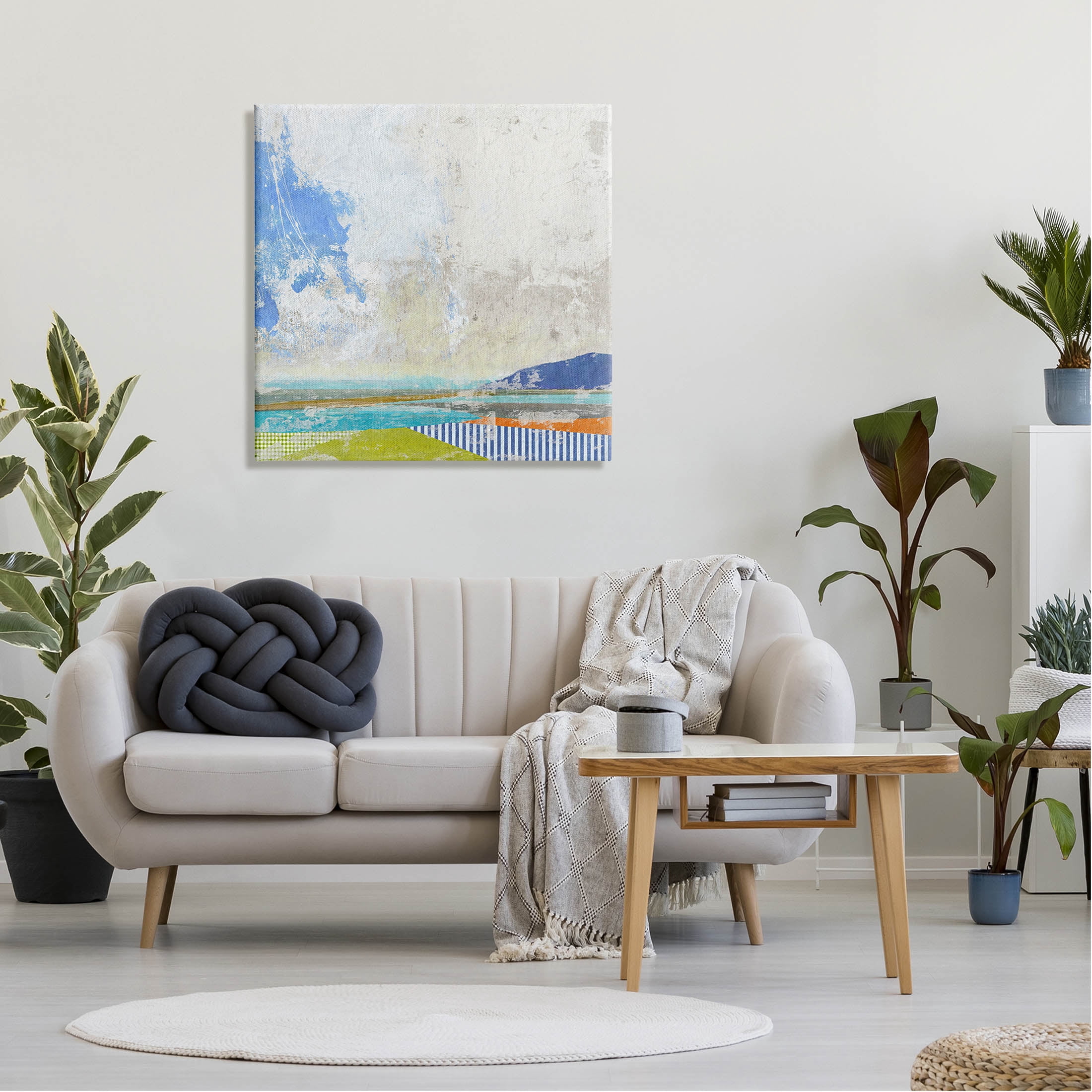 Puffy Clouds Beach Pattern Layers Abstract Graphic Art Gallery Wrapped Canvas Print Wall Art