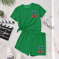 thumbnail image 4 of BFHHYA Girls 4th of July Sets 2-Piece Outfit Cherry Print Short Sleeve Top Loose Shorts Tween Casual Summer Set Size 3-15 Years, 4 of 5