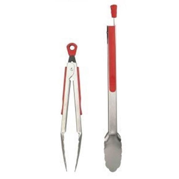 Home Basics KT41153 Stainless Steel with Silicone Handle Tongs Set - 2 Pieces