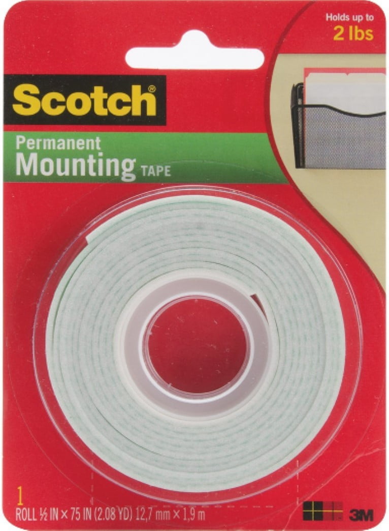 Scotch Permanent Clear Mounting Tape 1 Roll holds up to 2 pounds 1" x 60" 