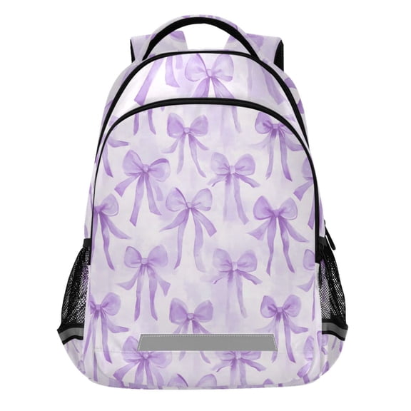 ALAZA Watercolor Bow Purple Pattern Backpack Elementary School Bags Student Bookbag Travel Rucksack