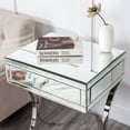 thumbnail image 3 of 24'' Tall Cross Legs Mirrored End Table with Drawer Silver Accent Bed Side Table Night Stand for Bedroom Living Room, 3 of 8