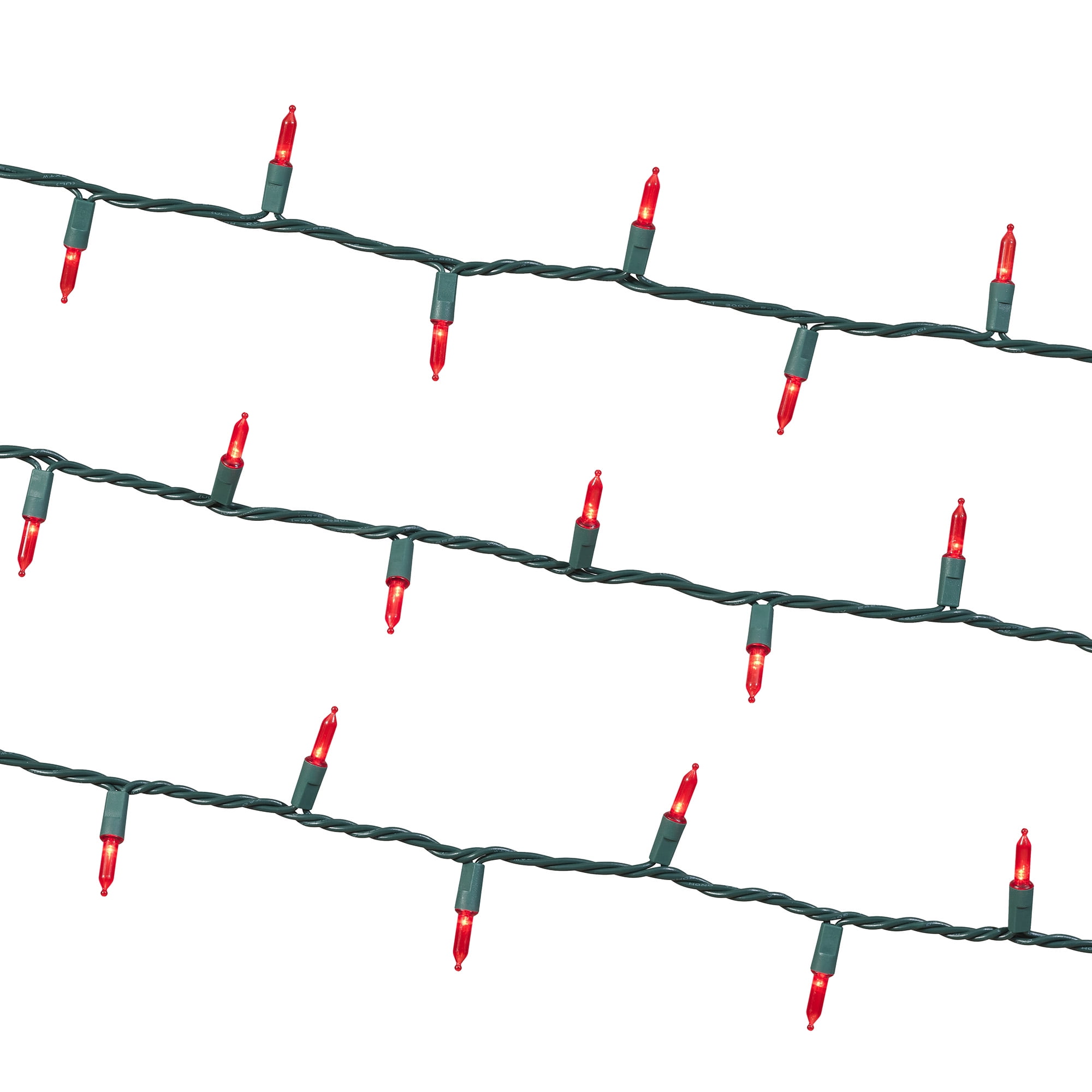 50-Count Red LED Mini Christmas Lights with Green Wire, 11', Holiday Time