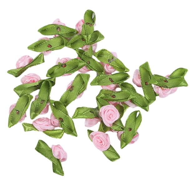Bewildely 100 pack/lote hermosas flores de cinta de satén para decoraciones impresionantes flores fáciles de decorar Decoración del hogar rosa