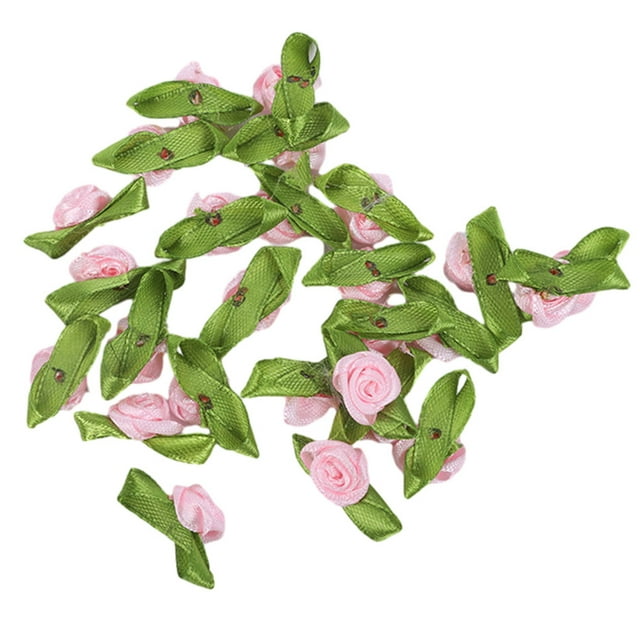 relayinert 100piece Easy To And Beautiful Ribbon Flowers For DIY Projects Versatile Satin Ribbon Flowers pink 1Set