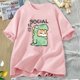 thumbnail image 3 of Camisetas de dinosaurio y gato, divertidas camisetas de algodón de manga corta para mujer y hombre, camisetas casuales de verano con cuello redondo, camisetas gráficas Harajuku, ropa de calle, 3 of 5