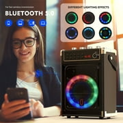 FanFun Portable Bluetooth Speaker with Microphones, Party Speaker with Lights, Remote Control, Powerful Loudspeaker, AUX Input, FM, REC