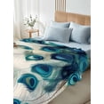thumbnail image 4 of Peacock Feather Full Size Flat Sheet, Wrinkleproof & Fadeproof Cooling Flat Bed Sheet Only, Teal Ethnic Rustic Farmhouse Elegant Breathable Soft Bedding Top Sheets 81 x 96 Inches, 4 of 8