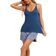 thumbnail image 1 of Camisetas sin mangas de mujer INSPIRE CHIC, pijamas de capa base, tirantes de espagueti, tops de tanque de sueño en V, M azul, 1 of 6