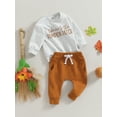 thumbnail image 3 of Baby Boys Pants Set 6M 12M 18M 24M 3Y Long Sleeve Crew Neck Letters Print Sweatshirt with Elastic Waist Sweatpants Halloween Clothes, 3 of 9