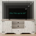 thumbnail image 2 of Laintene TV Stands for 65" TV, Entertainment Center with Barn Door, Adjustable Shelves & Storage Cabinets, Solid Wood Media Farmhouse TV Console for Living Room, White, 2 of 9