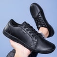 thumbnail image 3 of Men's Vintage Brown Leather Lace-Up Casual Flat Sneakers, 3 of 5
