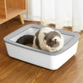 thumbnail image 2 of Large Cat Litter Box Kitten Litter Pan Rabbit Plastic Litter Tray for Easy Cleaning, Hamster/Guinea Pig/Hedgehog Travel Toilet Pan (White), 2 of 6