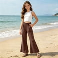 thumbnail image 4 of Cethrio Girls Cotton Linen Outfit Sets, 2 Piece Sleeveless Casual Kids' Summer Clothing Sets Brown Size 5-6 T, 4 of 7