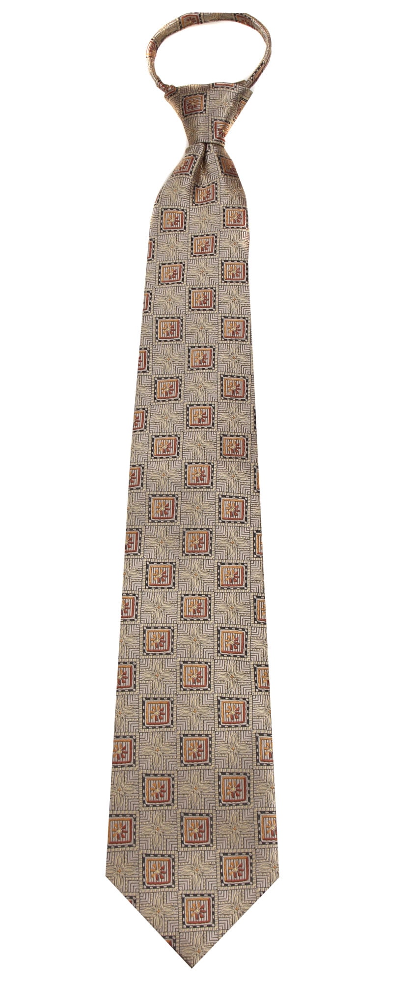 Mens Gold Pattern Designer Zipper Zip Up Necktie Ties