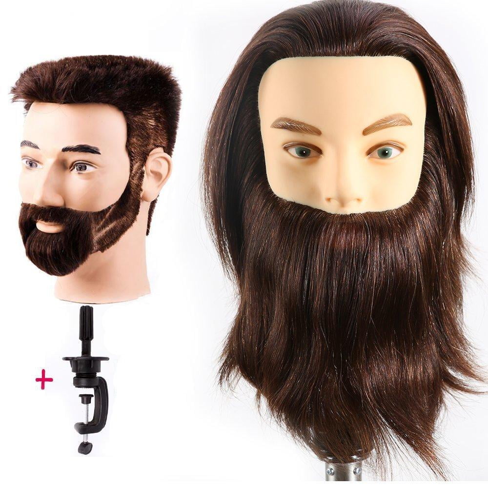 HAIREALM Male Mannequin Head With 100 Human Hair Practice Hairdresser