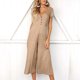 thumbnail image 4 of ICHUANYI Clearance Women's Fashionable V-neck Button Cut Open Back Casual Short Sleeved Jumpsuit(Khaki, M) ICHUANYI WER2023081100035, 4 of 8
