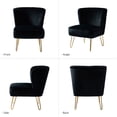 thumbnail image 5 of Velvet Armless Accent Chair Set of 2 Gold Metal Legs Modern Upholstered Single Sofa Side Chair Home Living Room Black, 5 of 8