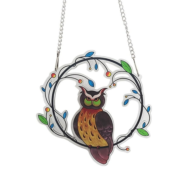 Colgante de metal con forma de colibrí para decoración de ventanas de jardín. A