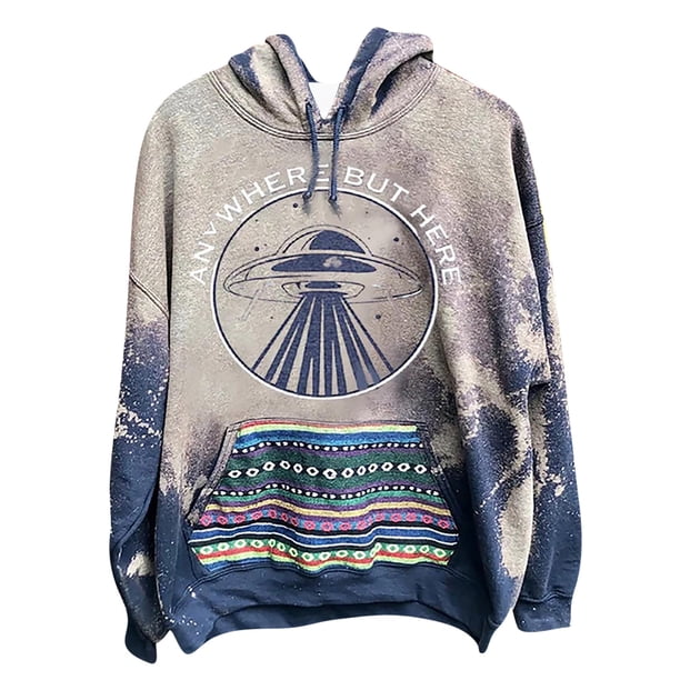 Tops estampados con capucha Retro para hombres y mujeres, suéter, letras estampadas con sol y luna, Tops desgastados estampados Pompotops gfhjh7264