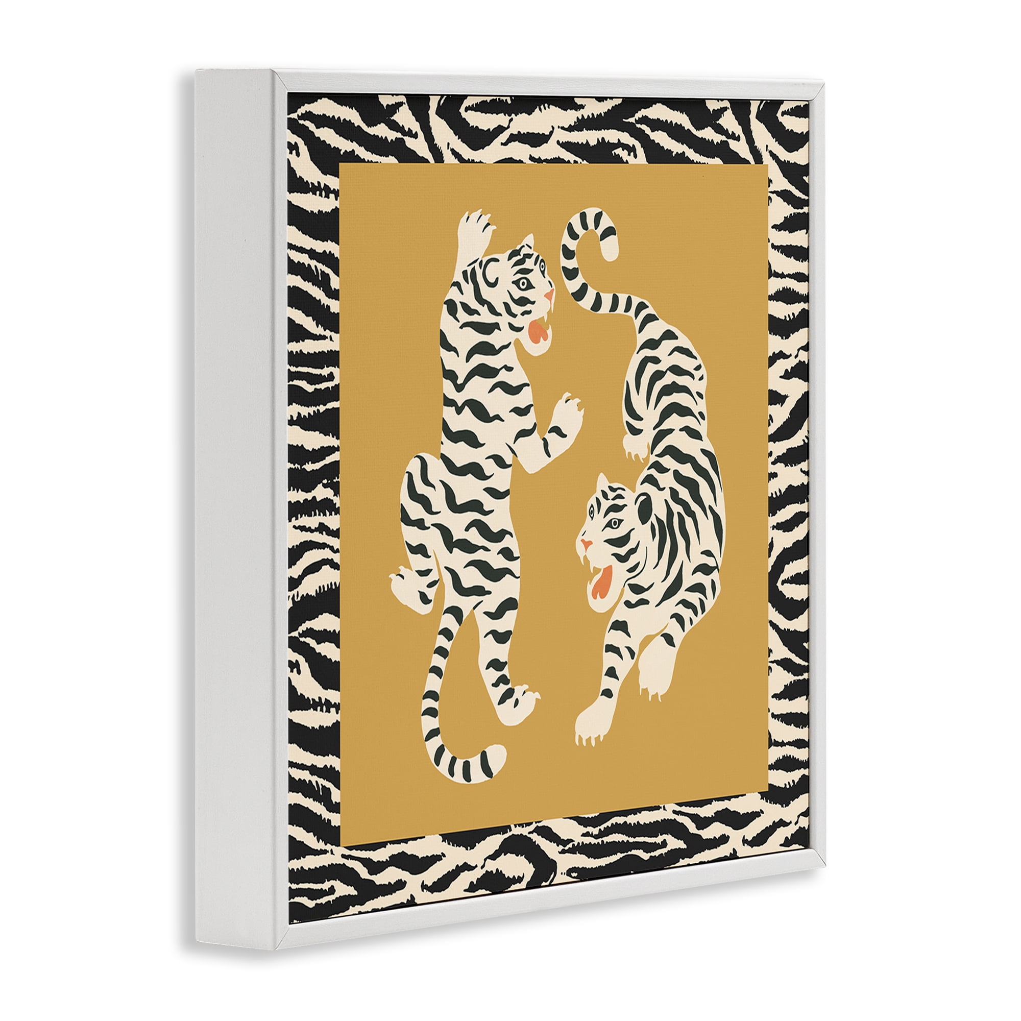 Stupell Industries Boho Twin Tiger Stripes White Framed Giclee Art, design by Karolina Sato