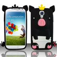 thumbnail image 2 of For Samsung Galaxy S4 i9500 - Pig 3D Silicon Skin Case - Black SCPIG, 2 of 2