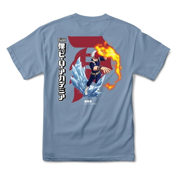 Primitive Skate Men's X My Hero Academia Dirty P Shoto Todoroki Tee T-Shirt (Medium, Slate)