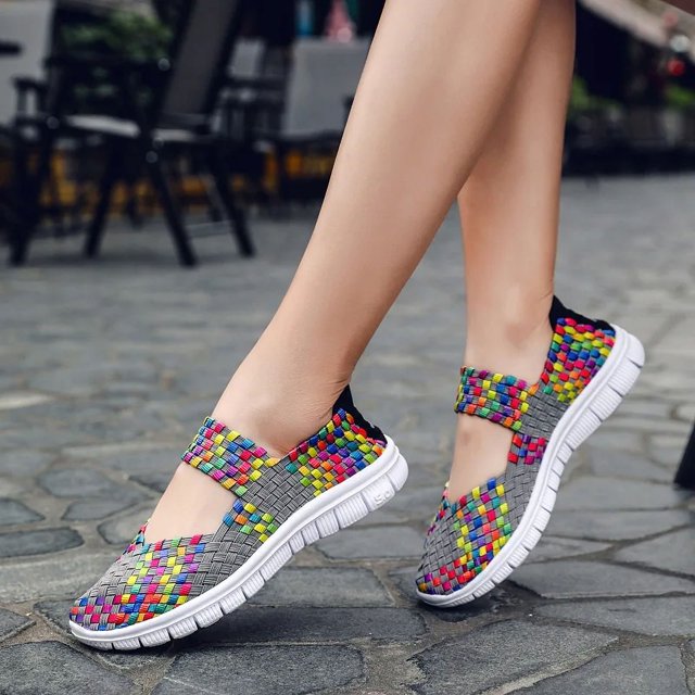 XIHAHA, zapatos tejidos, zapatillas de deporte para mujer, zapatos informales para mujer, nuevo estilo, zapatillas de deporte para mujer, zapatos transpirables para caminar y bailar, sandalias para ni
