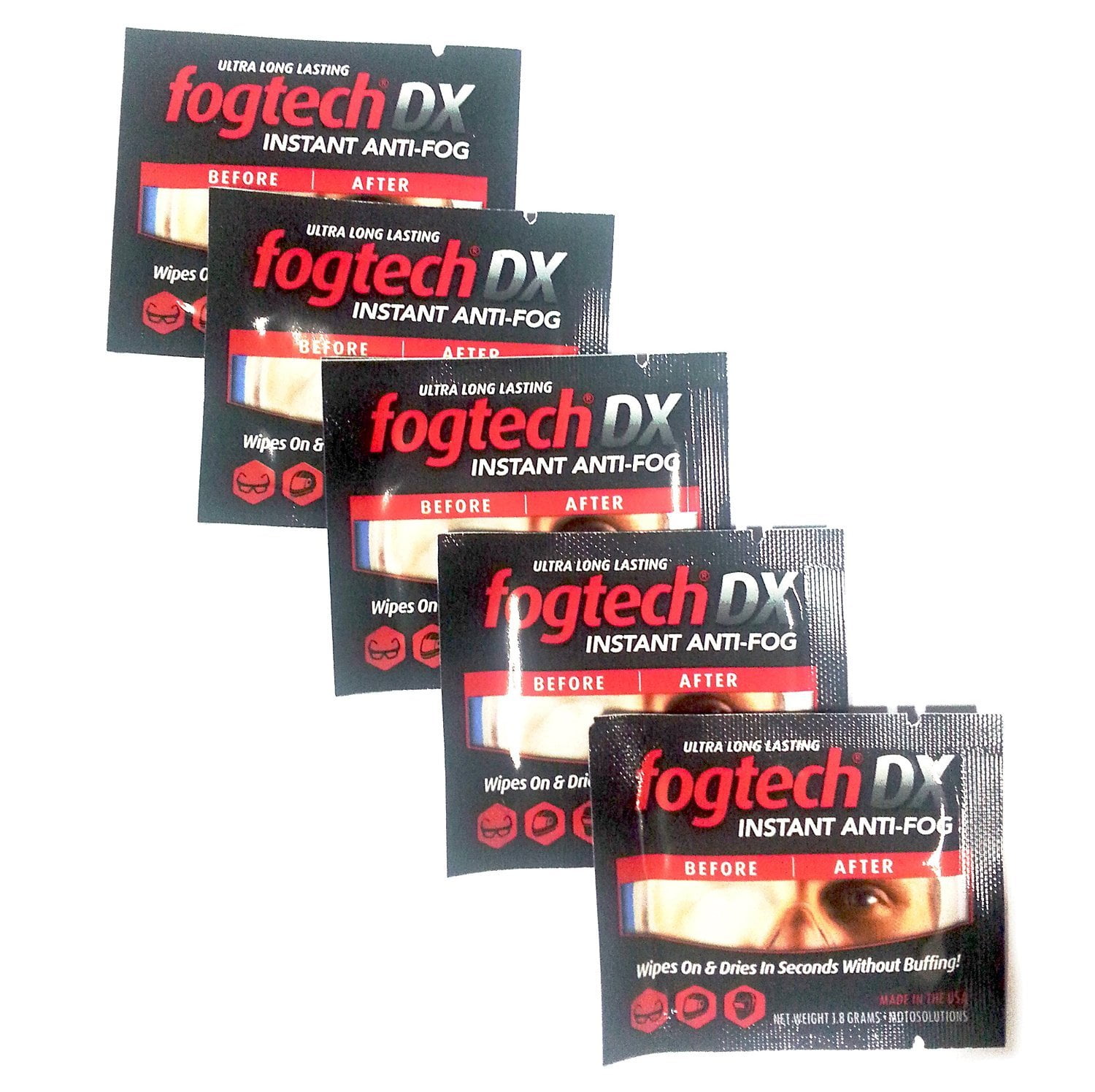 Prevent on Sunglasses Motorcycle FogTech DX Anti Fog Wipes Pack of 