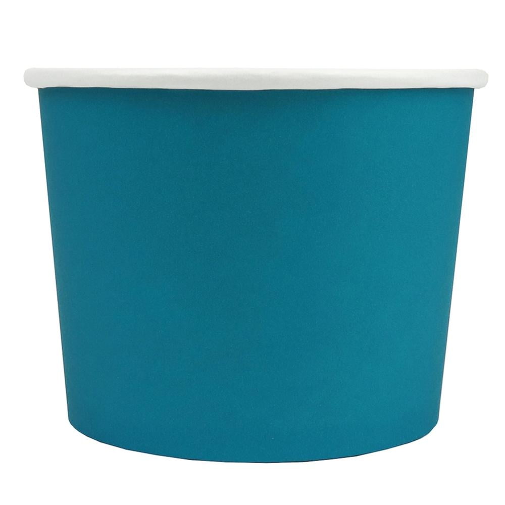 [100 Count] Blue Paper Ice Cream Cups 16 oz EcoFriendly Paper Bowls, Many Colors & Sizes