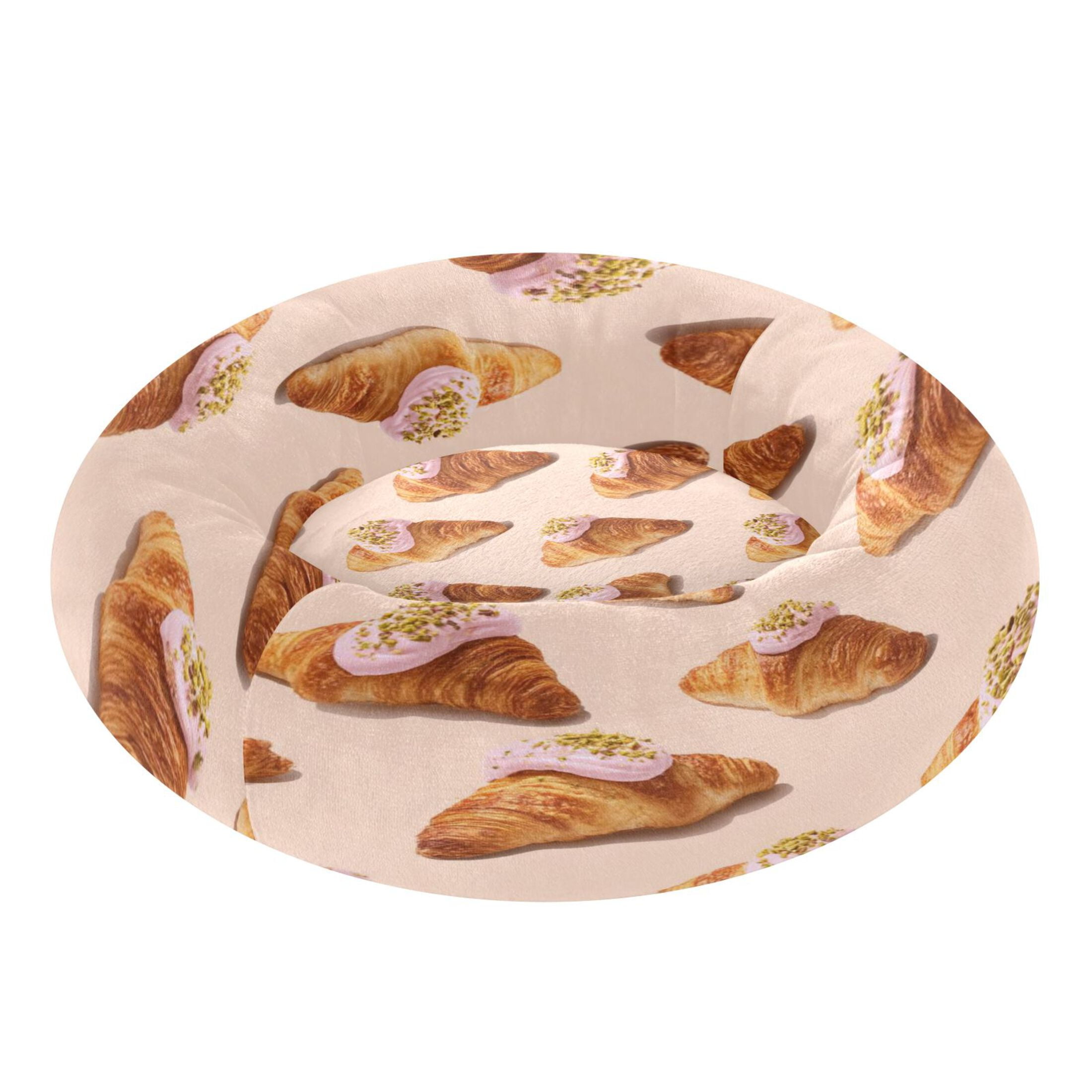 Iauyy Pet Couch Donut Cat Bed for Indoor Cats/Small Dogs Washable & Machine with Non-slip Bottom Calming Cat Furniture, Realistic Horn-shaped Bread (M)