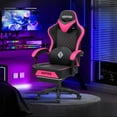 thumbnail image 3 of Hoffree Gaming Chair with Massage and Footrest Big and Tall Gamer Chair with Headrest and Lumbar Support PU Computer Game Chair for Adults Office Gaming, 440lbs, 3 of 10